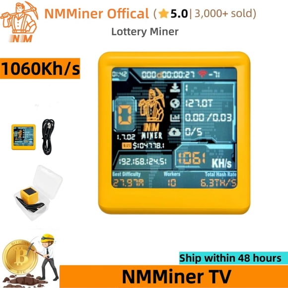 BTC Solo Miner 1060Kh/s Open Source NerdMiner V2 NMMiner TV Bitcoin Lottery Mining Crypto Lotto Machine Silent Desktop Clock Gift