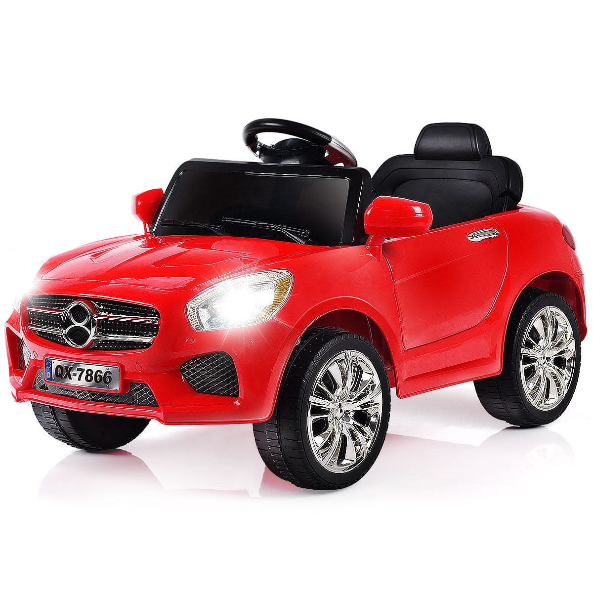 Costway Voiture Électrique 6 V pour Enfants avec Télécommande RC, Batterie, Lumières DEL, MP3, Rouge