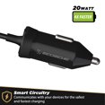 thumbnail image 3 of SCOSCHE CPDC203-SP PowerVolt 20W USB Type-C Power Delivery 3.0 Fast Car Charger with Attached 3-foot Adjustable Coiled Cable for ALL USB-C Devices, 3 of 5