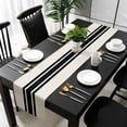 thumbnail image 1 of Wzzjkit Table Runner Geometric Striped Linen Table Flag Modern Plain Bitonal Stripe Tablecloth Dinner Mat Home Decoration Tablecloth Tea Flags, 1 of 6