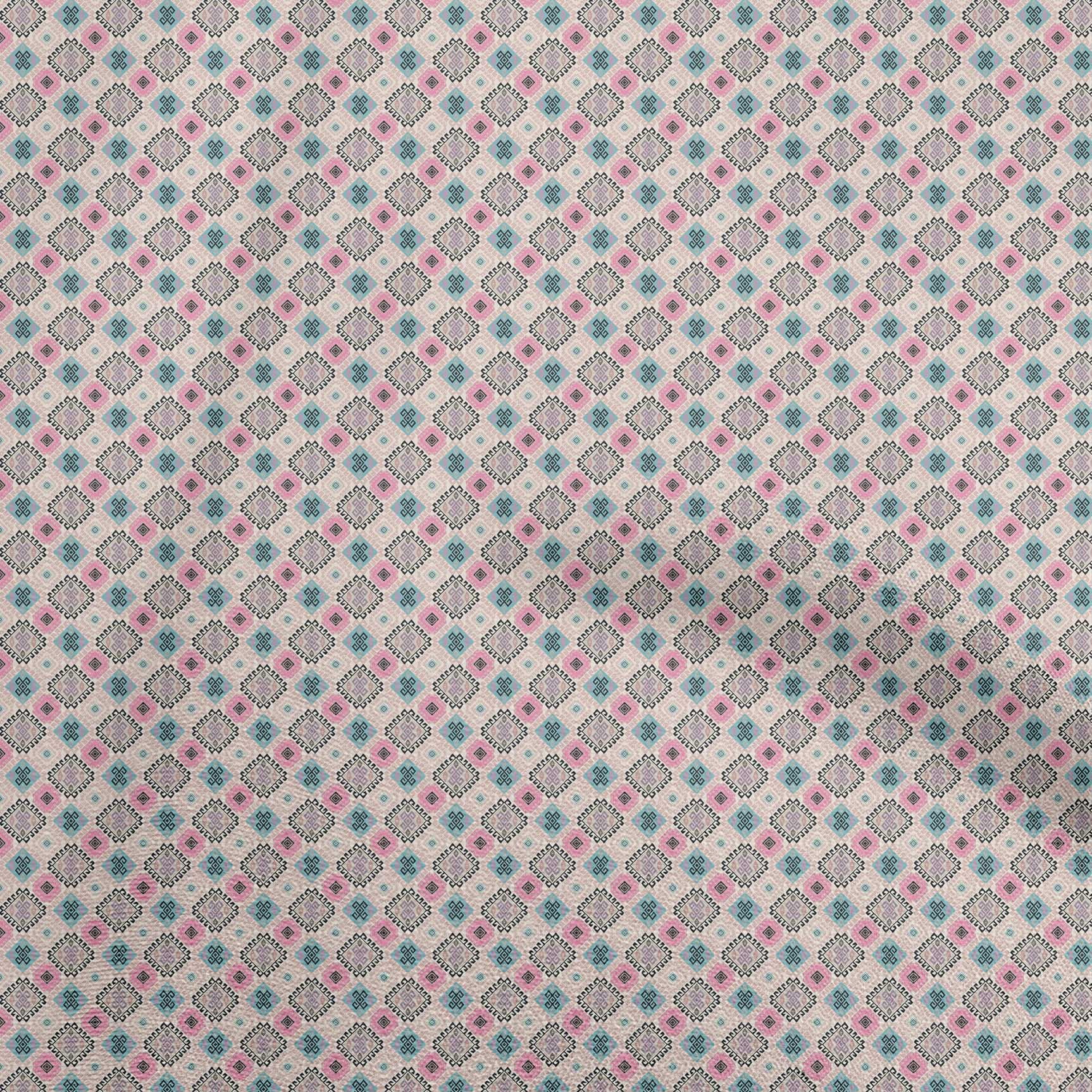 oneOone Cotton Poplin Twill Light Pink Fabric Asian Kilim Sewing Material Print Fabric By The Yard 56 Inch Wide