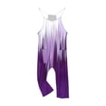 thumbnail image 4 of MKOSPLRT One Piece Jumpsuits for Girl V Neck Spaghetti Strap Overalls Color Block Lounge Harem Long Jumpsuits Summer Jumpers with Pokcets, 4 of 8