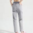 thumbnail image 4 of Yuyuzo Women Casual Pants Elastic Drawstring High Waisted Solid Color Slacks Straight Leg Bootcut Trousers, 4 of 4