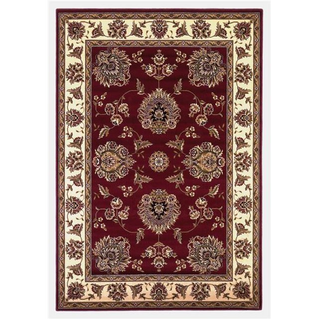 Tapis en Polypropylène Rouge et Ivoire 7 Pi 7 Po x 10 Pi 10 Po