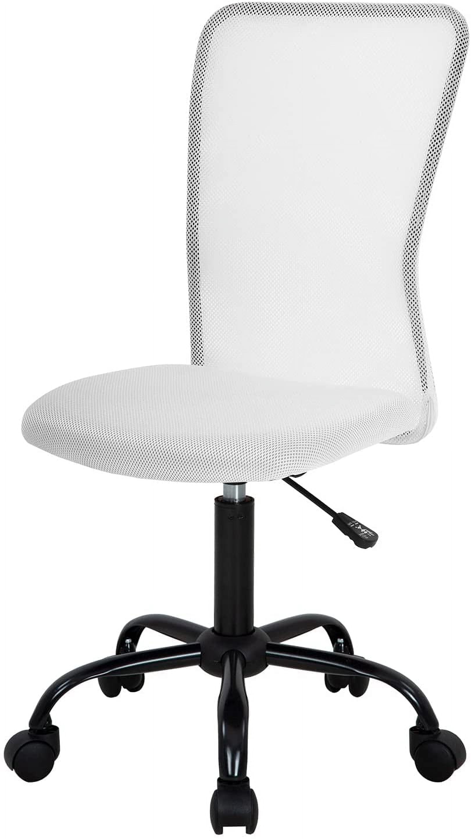 BestOffice Ergonomic Home Office Task Chair, Mid-Back Armless Adjustable Rolling Design with Lumbar Support, Mesh, White