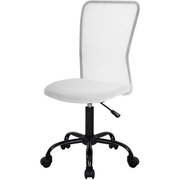 BestOffice Ergonomic Home Office Task Chair with Lumbar Support, Mid-Back Armless Adjustable Design, Mesh, White