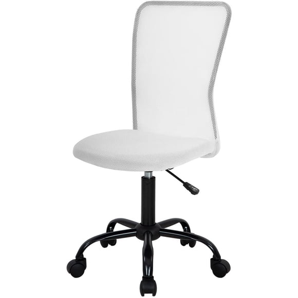 BestOffice Ergonomic Home Office Task Chair with Lumbar Support, Mid-Back Armless Adjustable Design, Mesh, White