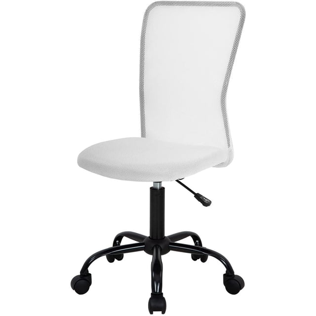 BestOffice Ergonomic Home Office Task Chair, Mid-Back Armless Adjustable Rolling Design with Lumbar Support, Mesh, White
