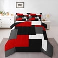 thumbnail image 1 of Erosebridal Modern Abstract Comforter Sets, Square Geometric Comforters & Duvets, Black Red Reversible Bedding Comforter Set, Lightweight Bedroom Decor, 2 Pieces, 1 of 8