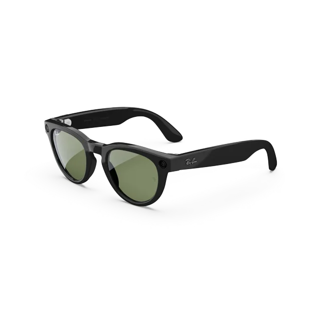 Ray-Ban Meta Headliner (Gen 2) Smart Glasses with AI, Photo, Video, Audio & Messaging | Shiny Black/ Green - Size – Standard, Fit – High Bridge – Open Box