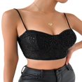 thumbnail image 2 of Mini Débardeur d'Été pour Femmes Sans Manches Dos Nu Coupe Basse en Maille à Sequins Crop Tops, 2 of 7