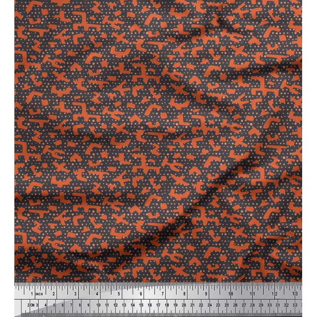 Soimoi Velvet Fabric Dot & Geometric Symbol Print Fabric by Yard 58 Inch Wide