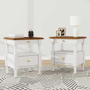 Modern Nightstand Set of 2 White Wooden Bedroom Night Stands Bedside Table With Non-Slip Feet,Sofa Accent End Tables For Small Spaces Living Room Bedroom