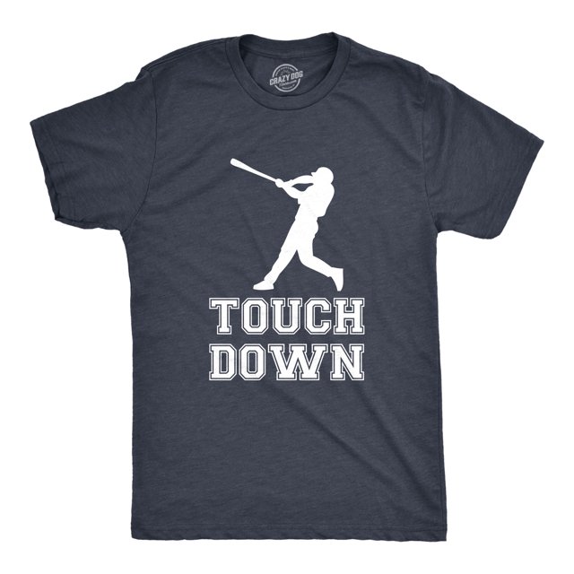 Mens Touch Down Funny Mocking Sarcastic Baseball Player Sports Tee (Heather Navy) - 3XL