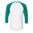 thumbnail image 4 of T-shirt Raglan à Manches Trois-Quarts 5050, XS, Blanc-Vert, 4 of 4