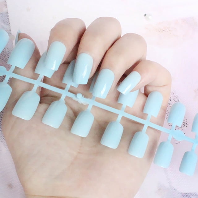 EGNMCR Press on Nails Long Nails Fake Nail Patch Rectangular Color Nail Art 24PC Nail stickers