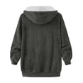 thumbnail image 5 of cllios Womens Winter Fuzzy Fleece Jacket Hooded Color Block Patchwork Cardigan Coats Oversized Fluffy Sherpa Outerwear with Pockets, 5 of 5