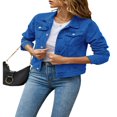 thumbnail image 1 of Veste en Jean pour Femmes, Basique, Boutonnée, Extensible, Ajustée, à Manches Longues, 1 of 8