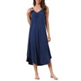 thumbnail image 2 of INSPIRE CHIC Robe de Détente pour Femmes, Pyjama, Nuisette à Bretelles Spaghetti, Cami, TP Bleu Marine, 2 of 6