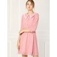 thumbnail image 2 of INSPIRE CHIC Women's Stars Dots Print Turn Down Collar Ruffled 3/4 Sleeve Dress, 2 of 6