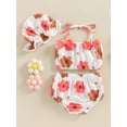 thumbnail image 2 of ZAXARRA Baby Girls Three Piece Swimsuits, Floral Print Halter Bikini Set Bathing Suit with Swim Cap, 2 of 8