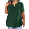 thumbnail image 1 of Timegard Plus Size Tops for Women V-Neck Short Sleeve Solid Color Comfy Basic Tee Casual Loose Tops, 1 of 5