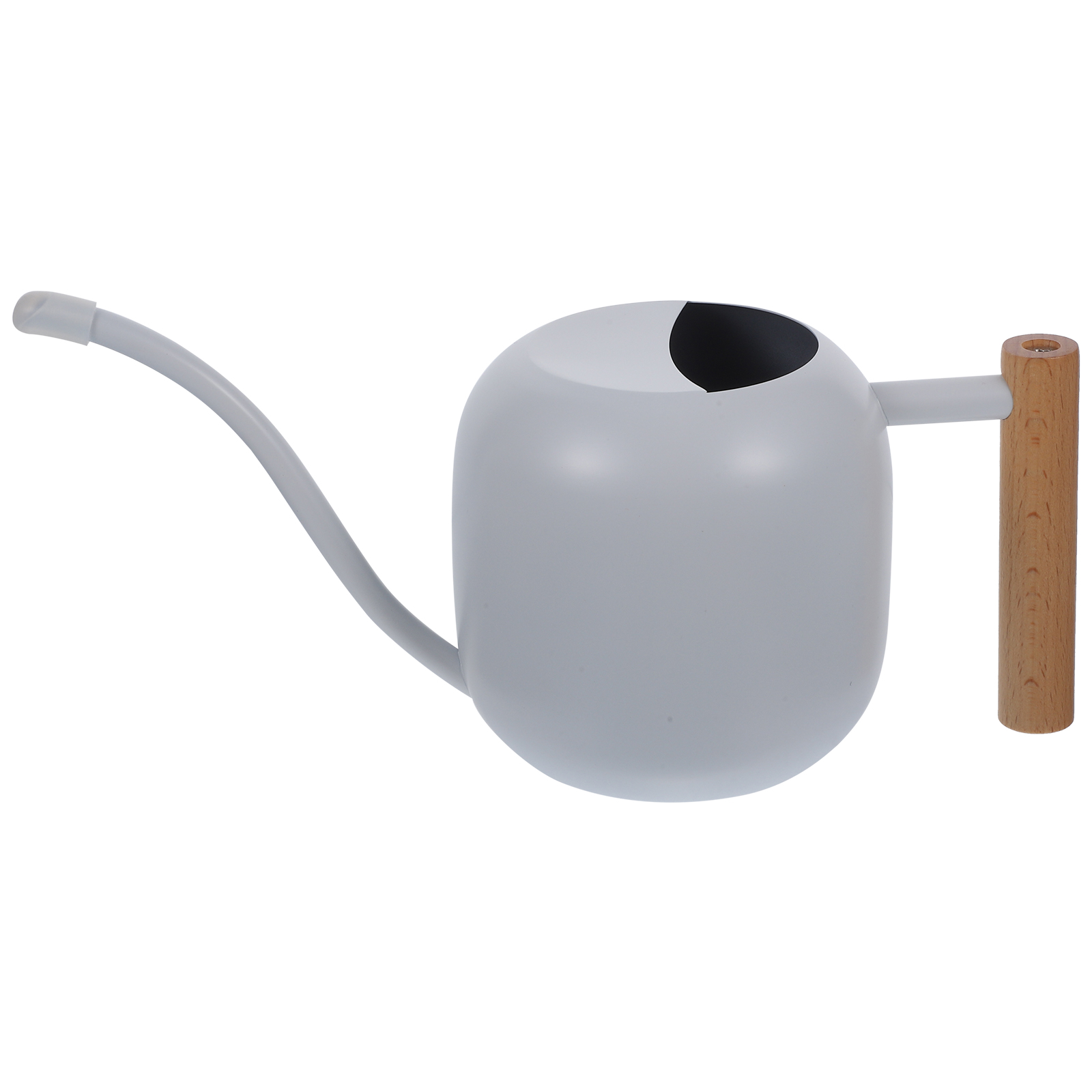HONMEET Sturdy White Metal Watering Can for Houseplants with Comfortable Wooden Handle