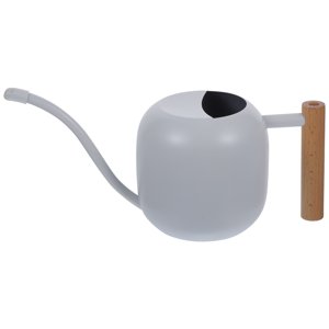 HONMEET Sturdy White Metal Watering Can for Houseplants with Comfortable Wooden Handle