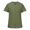 thumbnail image 4 of TIMIFIS Mens Short Sleeve Top Cotton Linen T Shirts Beach Solid Short Sleeve Shirts V-neck Button Closure Tops Blouse - Spring/Summer, 4 of 6