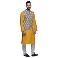 thumbnail image 2 of Atasi Kurta Pyjama Traditionnel Uni à Col Mandarin avec Ensemble de Veste Imprimée, 2 of 3