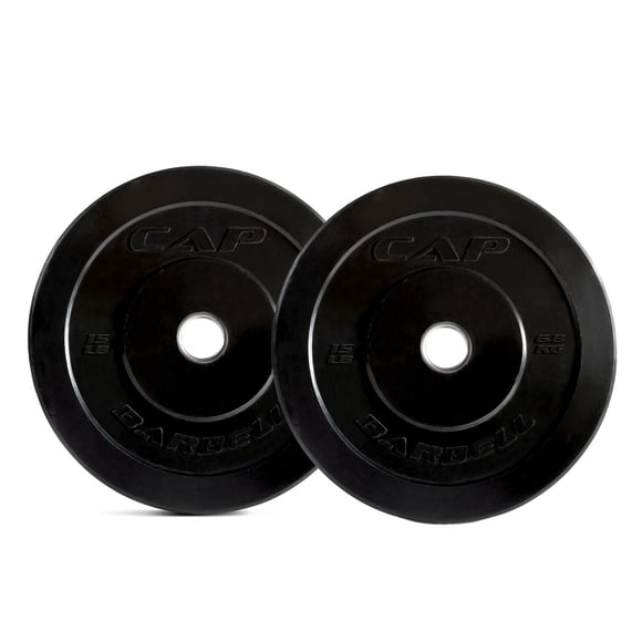 CAP Strength Olympic Rubber Bumper Plate Set, 15 lb Pair
