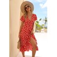thumbnail image 4 of Robe Sexy en Chiffon pour Femmes Robe à Imprimé Floral Robe à Lacets Col en V Jupe de Plage Fendue à Volants Asymétrique Style Décontracté, 4 of 6