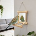 thumbnail image 4 of Natural Solid Wood Parrot Playstand Multi Function Climbing Gym Perch Toy for Conure Lovebird Small Parrot Cage Indoor Activity Center, 4 of 5