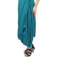 thumbnail image 1 of Bimba Robe Maxi Drapée à Col Drapé pour Femme Bleu Sarcelle avec Foulard à Franges Tenue de Vacances-10, 1 of 6