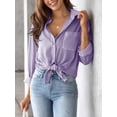 thumbnail image 4 of Women's Striped Button Down Blouses Casual Long Sleeve Shirts, 4 of 6