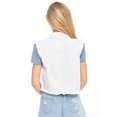 thumbnail image 2 of Womens Distressed Denim Button Up Sleeveless Crop Vest, Off-White, XX-Large, 2 of 5