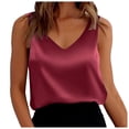 thumbnail image 1 of Women's Satin Loose Fit Sleeveless V - Neck Camisole Blouses - Polyester, Printed, Multiple Sizes, 1 of 6