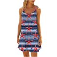 thumbnail image 2 of Ovzne Robes Grande Taille pour Femmes aux Formes Robe d'Été pour Femme Col Rond Sans Manches Dégradé Teinture sur Nœuds Robe de Plage Robe de Printemps Liquidation, 2 of 6