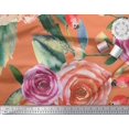thumbnail image 3 of Soimoi Tissu en Poly Georgette Imprimé Feuilles et Roses au Mètre 42 Pouces de Large, 3 of 3
