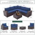 thumbnail image 3 of Kullavik Patio All Weather woven 6-Piece Metal Sectional Sets with Cushions,Navy Blue, 3 of 5