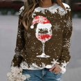 thumbnail image 1 of TIMIFIS Chandail en Molleton Oversize de Noël pour Femmes Décontracté Mignon Verre de Vin Rouge Flocon de Neige Imprimé Col Rond Chandail Cadeaux pour Noël, 1 of 4