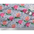thumbnail image 2 of Soimoi Gray Poly Georgette Fabric Leaves & Rose Flower Print Sewing Fabric BTY 42 Inch Wide, 2 of 3