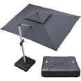 thumbnail image 1 of PURPLE LEAF 10 x 13FT Deluxe Rectangular Patio Umbrella with Base, Large Offset Cantilever Umbrella with 360° Rotation, Gray, 1 of 16