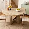 43.3 Table ronde de pouce pour 4, Table de cuisine moderne avec base stable, Table en bois pour salle à manger, Salon, Appartement, Café, Petits espaces,Natural