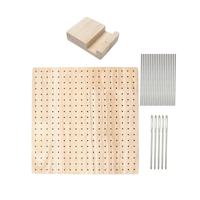 veasfak Crochet Board with 20 Pin Wood Professional Easy to Use Embroidery Blocking Mats