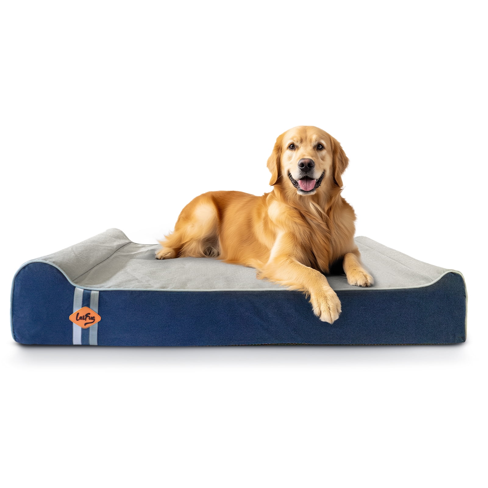 Laifug Orthopedic Memory Foam Extra Large Dog Bed Pillow (50"x36"x10", Gray Blue) Durable Waterproof Lining and Removable Washable Cover and Smart Design