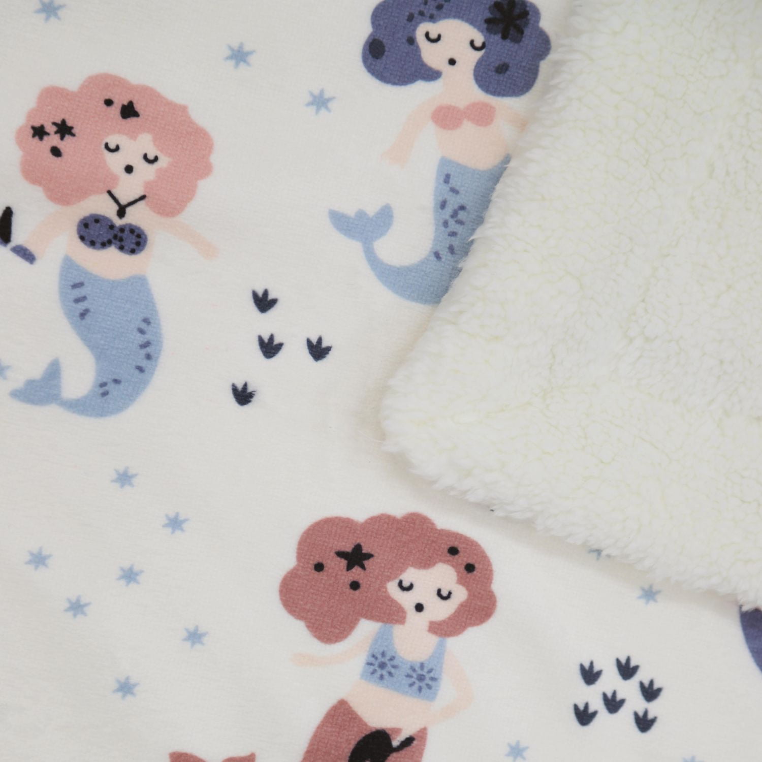Couverture réversible en flanelle polaire douce et chaude pour enfants, motif sirène rose avec base blanche, 101 x 127 cm