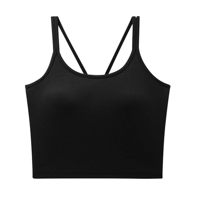 Yuyuzo Womens Tank Tops Sleeveless Spaghetti Strap Padded Sports Bra Square Neck Workout Basic Crop Tops