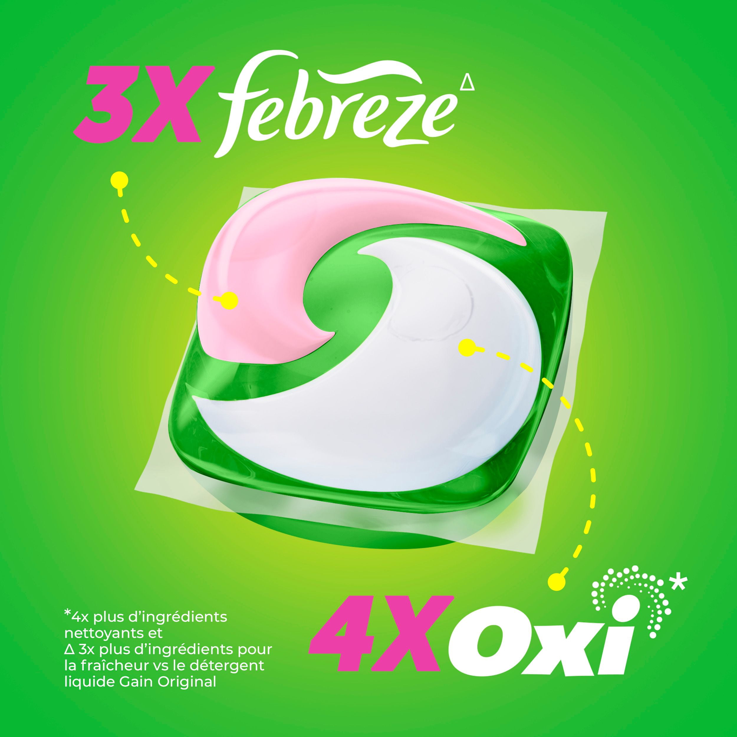 Capsules de détergent à lessive Gain Super Flings, 9 unités, Vibrant, irrésistiblement propre et frais