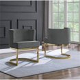 thumbnail image 2 of Velvet Dark Gray Accent Chair with Gold Chrome Base - 1 Chair, 2 of 3